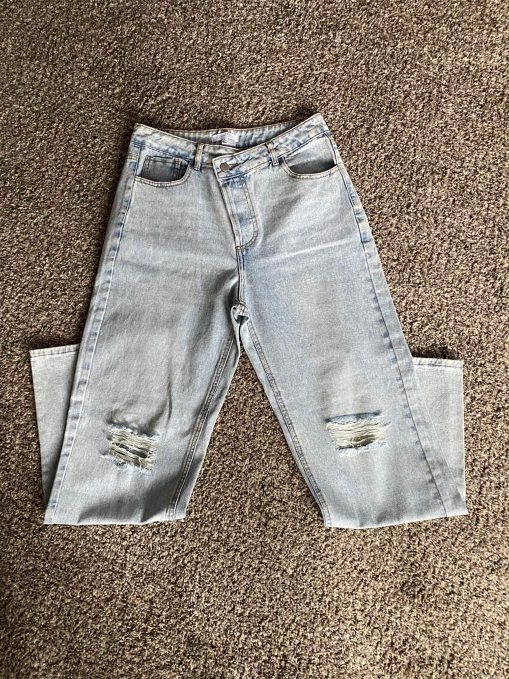 High-Rise Light Blue Distressed Women's Jeans